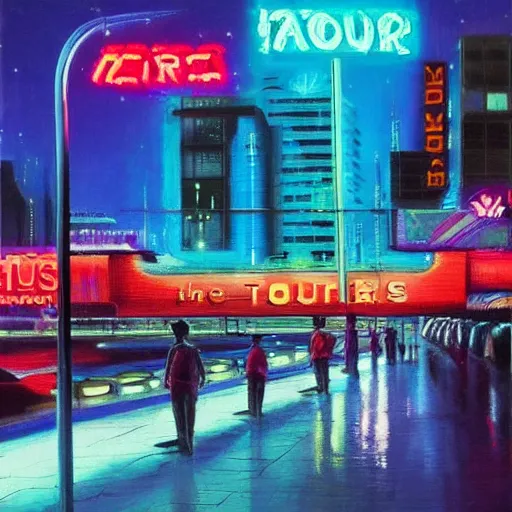 Image similar to world war in the year of 2 0 7 0!!!!!!!!!!, ( ( futuristic technologies, neon lights ) ), oil painting, highly detailed