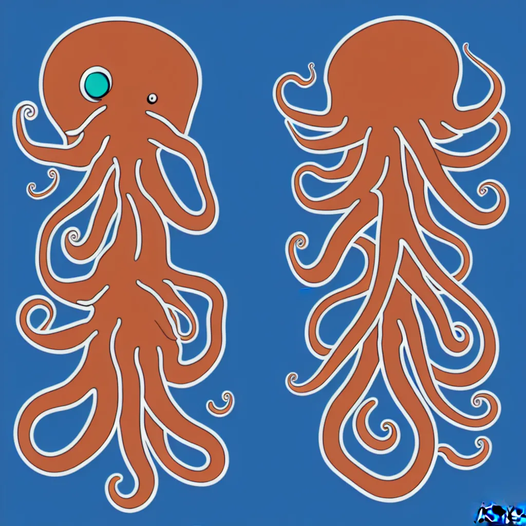 Image similar to cyborg octopus, symmetrical sticker design, vector art, 8k, trending on artstation