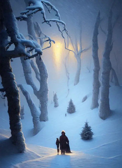 Image similar to winter evenings in the low - poly hills, diffuse lighting, intricate, surrealism!!!!!!!, highly detailed, lifelike, photorealistic, digital painting, artstation, illustration, surreal concept art, smooth, sharp focus, by greg rutkowski, chris tulloch mccabe, valentina remenar and asher duran,