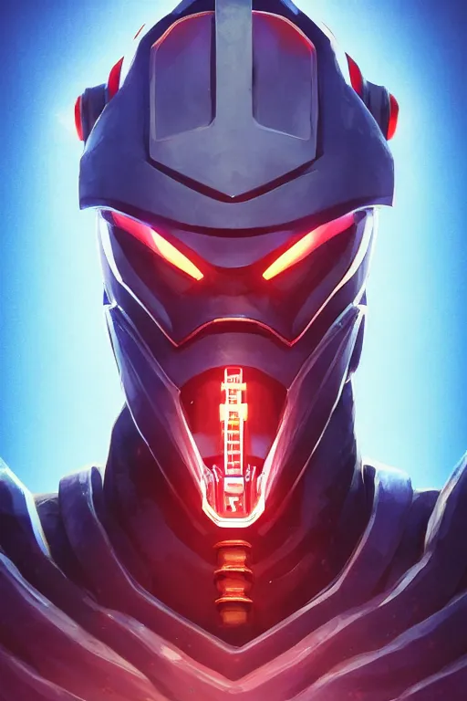 Image similar to epic mask helmet robot ninja portrait stylized as fornite style game design fanart by concept artist gervasio canda, behance hd by jesper ejsing, by rhads, makoto shinkai and lois van baarle, ilya kuvshinov, rossdraws global illumination radiating a glowing aura global illumination ray tracing hdr render in unreal engine 5