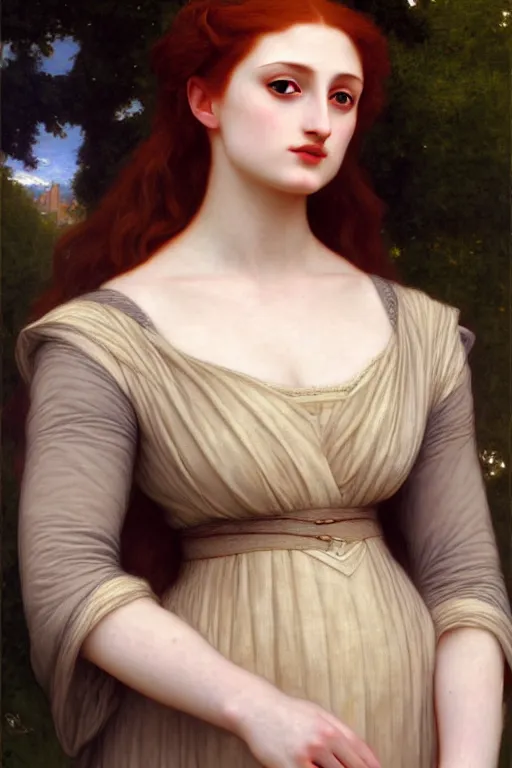 Prompt: sansa, painting by rossetti bouguereau, detailed art, artstation