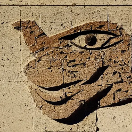 Prompt: a lizard head in the style ofvhils. wall, stone