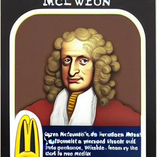 Image similar to isaac newton as mcdonalds happy meal toy