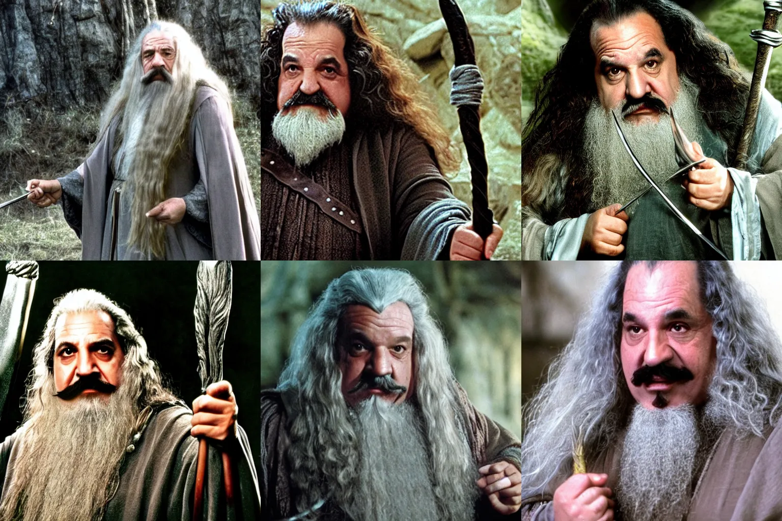 Prompt: Ron Jeremy as Gandalf from the movie Lord of the rings 2001