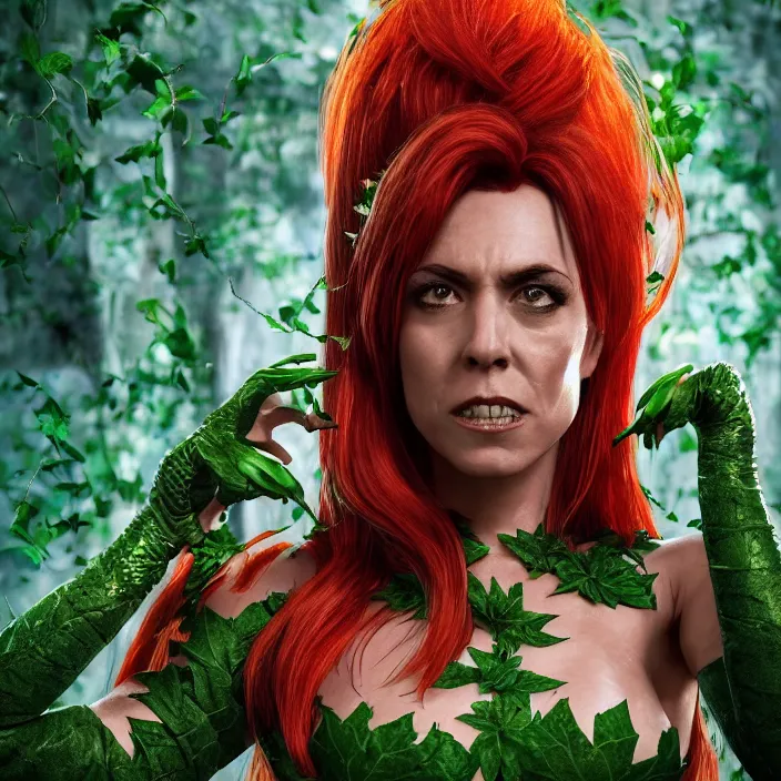 Image similar to portrait of Melanie C as a Poison Ivy in Batman & Robin 1997. intricate artwork. by Tooth Wu, wlop, beeple, dan mumford. octane render, trending on artstation, greg rutkowski very coherent symmetrical artwork. cinematic, hyper realism, high detail, octane render, 8k