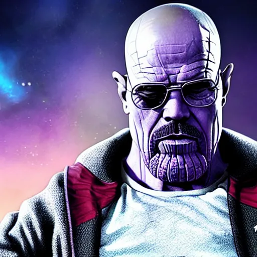 Prompt: Thanos as Heisenberg. Breaking Bad. ultra detailed matte painting, photorealistic, smooth, cinematic lighting