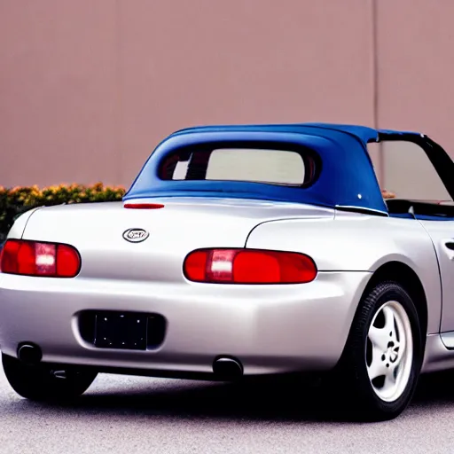 Image similar to a silver 1 9 9 9 miata. 3 5 mm 8 k