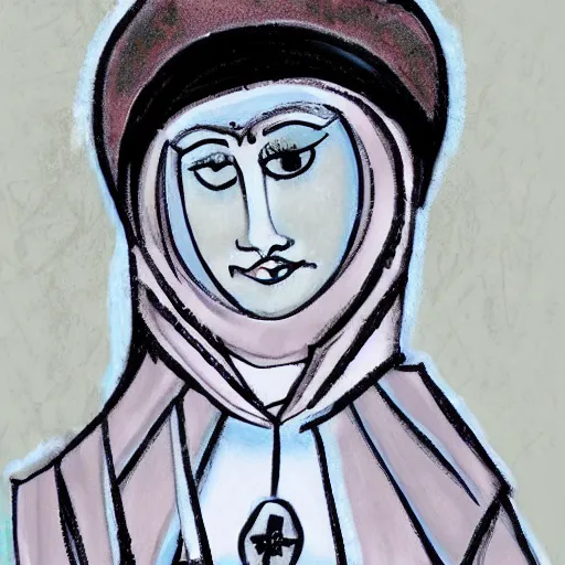 Prompt: female character inspired by venice carnival and nun | | art by greg rutswork and lois van barlee