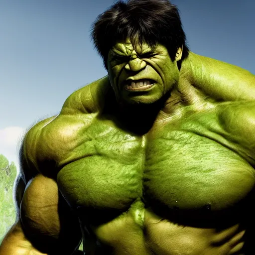 Prompt: the incredible hulk as the thing, photorealistic, unreal engine, hyper detailed, 4k