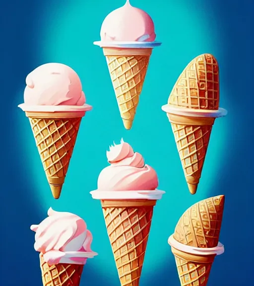 Image similar to icon stylized minimalist ice cream! cone rob lowe, loftis, cory behance hd by jesper ejsing, by rhads, makoto shinkai and lois van baarle, ilya kuvshinov, rossdraws global illumination