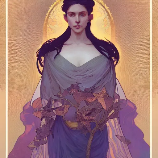 Image similar to a Portrait of A queen whose body is transparent and whose body radiates holy light by greg rutkowski and alphonse mucha,In style of illustration.digital art,hyper detailed,smooth, sharp focus,trending on artstation,4k