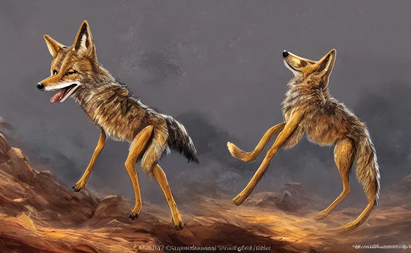 Prompt: coyote, scorpion tail, scorpion stinger, fantasy art