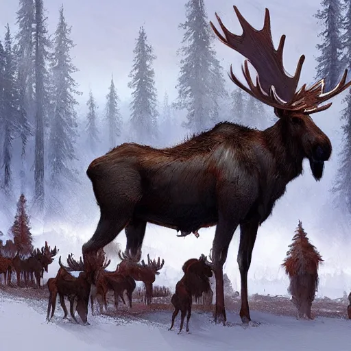 Image similar to moose - folk by greg rutkowski