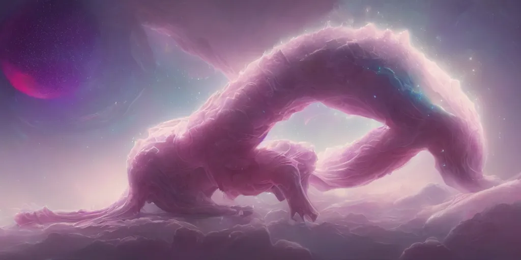 Image similar to breathtaking delicate detailed concept art painting creature with nebula space inside, by hsiao - ron cheng, bizarre compositions, exquisite detail, pastel colors, 8 k