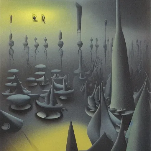 Image similar to Temple of the new gods. Yves Tanguy.