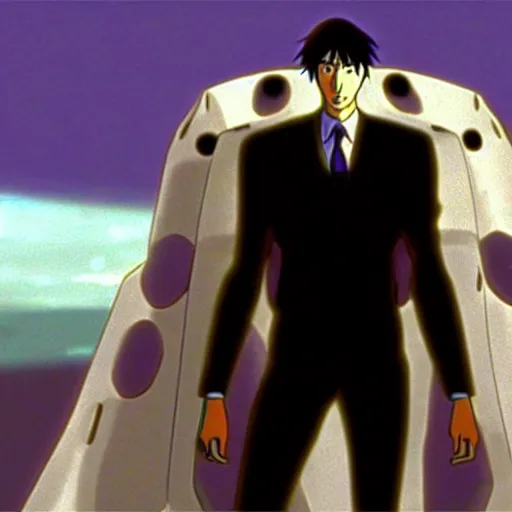 Prompt: a still of keanu reeves in neon genesis evangelion ( 1 9 9 5 ) hideaki anno imagination