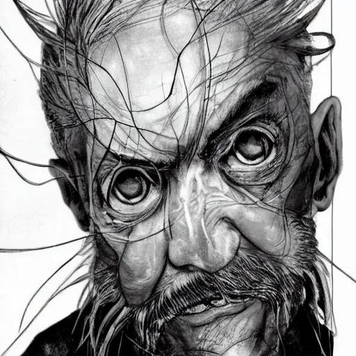 Image similar to ! dream old man, by art by yoshitaka amano, - n 9, by yoshitaka amano,