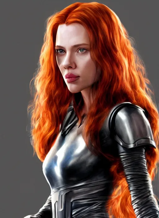 Image similar to scarlett johanson portraying a beautiful mara jade from star wars legends, in a black suit, without lightsaber, movie, hyper realistic, hollywood promotional image, imax, 8 k