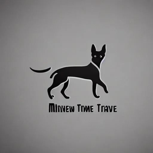 Prompt: logo of a pinscher dog time travel, minimalistic design, matte painting