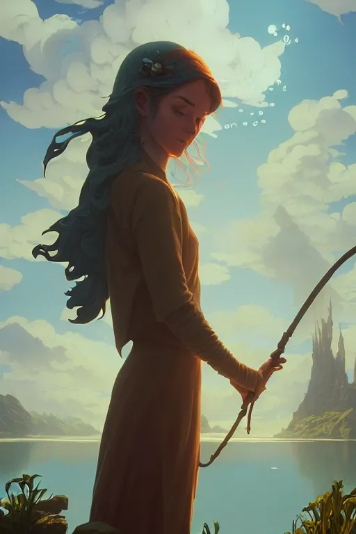 Image similar to highly detailed vfx portrait a mage casting a water spell, stephen bliss, unreal engine, greg rutkowski, loish, rhads, beeple, makoto shinkai and lois van baarle, ilya kuvshinov, rossdraws, tom bagshaw, alphonse mucha, global illumination, detailed and intricate environment