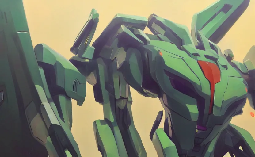 Prompt: A painting of Unit-01 from Evangelion trending on artstation in the style of Greg Rutkowski