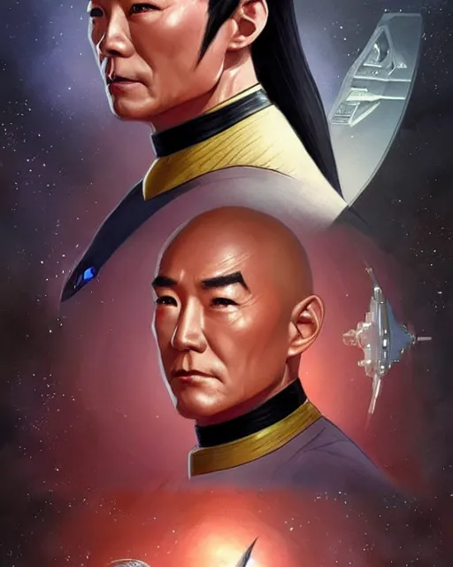 Prompt: star trek but the cast are all chinese, real life skin, intricate, highly detailed, artstation, concept art, smooth, sharp focus, art by artgerm and greg rutkowski