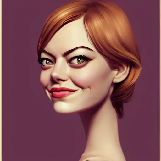 Prompt: emma stone portrait by vince ruz and julio cesar, cartoon face, pixar and disney style, glamorous, character art, digital illustration, big eyes, semirealism, realistic shaded perfect face, fine details, realistic shaded lighting, soft and blurry