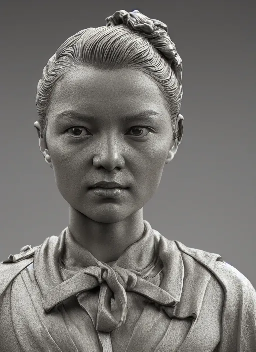 Prompt: 3D resin miniature sculpture by Jean-Baptiste Carpeaux and Luo Li Rong, european lady, prefect symmetrical face, academic art, realistic, 8K, Introduction factory photo, Product Introduction Photo, Hyperrealism. Subsurface scattering, raytracing, Octane Render, Zbrush, simple background