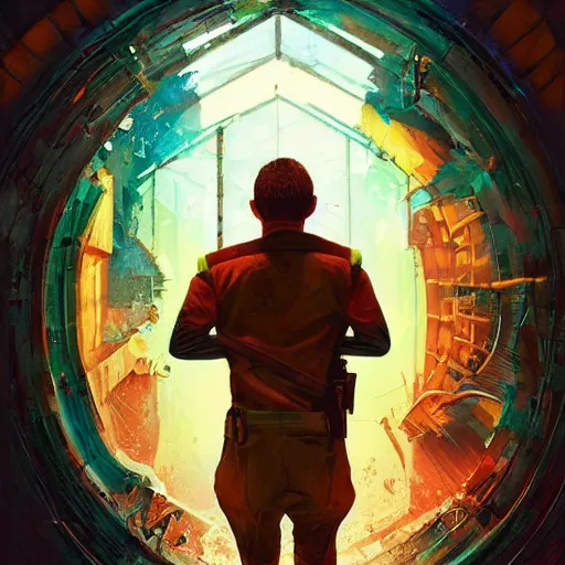 Image similar to Dominic Purcel in prison break uniform, colorful, surreal, dramatic lighting, Prison Break, face, detailed, intricate, elegant, highly detailed, digital painting, artstation, concept art, smooth, sharp focus, illustration, art by Sam Spratt, Dan Mumford, Artem Demura and Alphonse Mucha