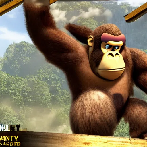 Prompt: Donkey Kong in Call of Duty, highly detailed, high quality, HD, 4k, 8k, Canon 300mm, professional photographer, 40mp, lifelike, top-rated, award winning, realistic, sharp, no blur, edited, corrected, trending