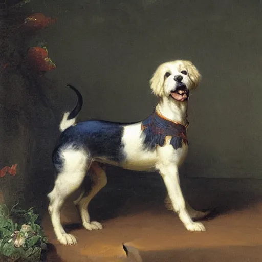 Image similar to a dog in tight jeans painted by thomas cole