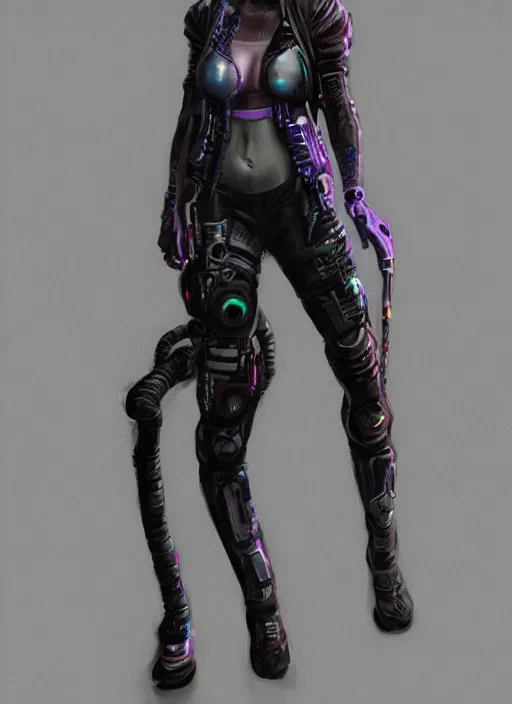 Image similar to full body detailed painting of a cyberpunk female