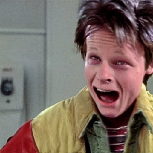 Prompt: Marty McFly in back to the future turning into a werewolf from Teenwolf