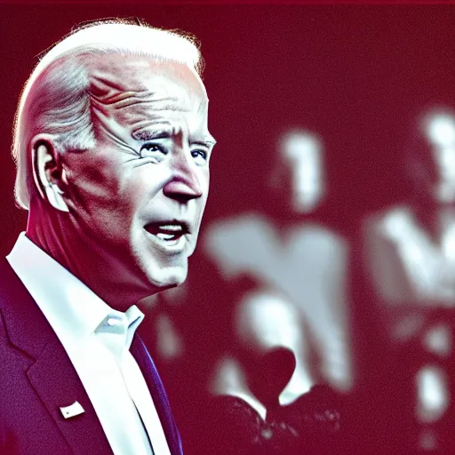 Image similar to joe biden. laser eyes. vhs filter effect.