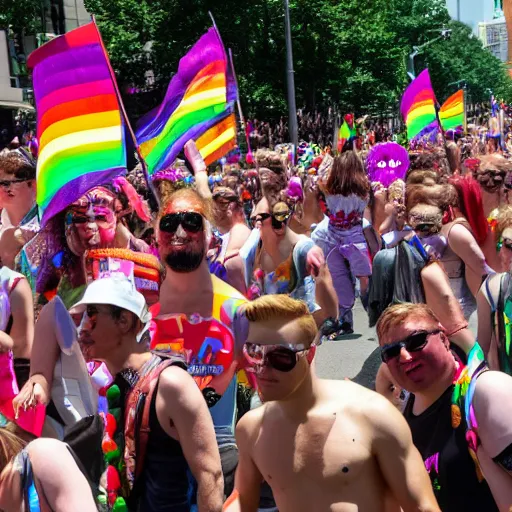 Prompt: among us gay pride parade