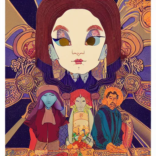 Prompt: detailed ivan bilibin and edmund dulac and ilya kuvshinov and katsuhiro otomo inspired print