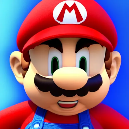 Prompt: a 3 d render of mario with sonic's hair