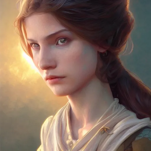 Image similar to Isabella, child of dawn, highly detailed, digital painting, artstation, concept art, smooth, sharp focus, illustration, Unreal Engine 5, 8K, art by artgerm and greg rutkowski and alphonse mucha