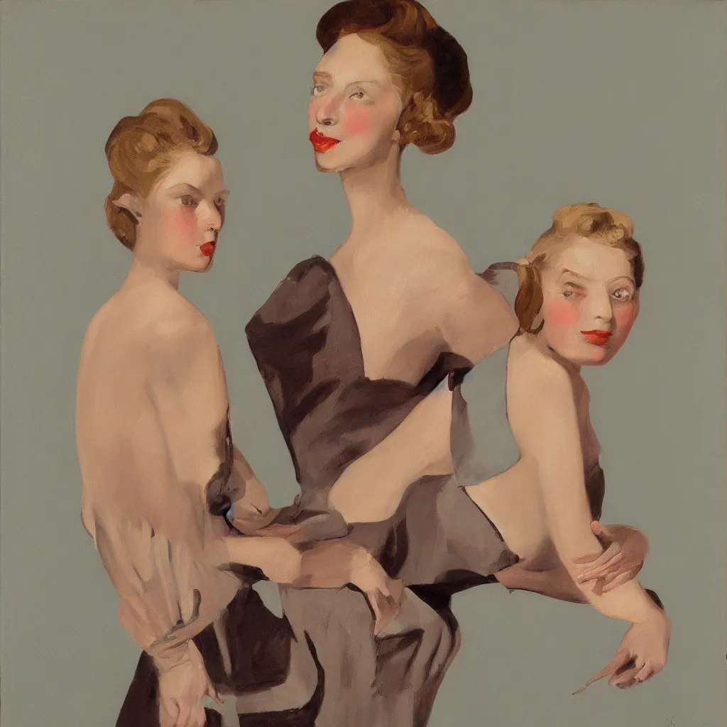 Image similar to girl painted in the style of John Currin