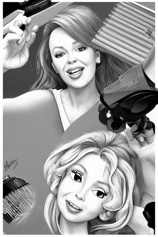 Image similar to kylie minogue making pancakes, animation pixar style, by pendleton ward, magali villeneuve, artgerm, rob rey and kentaro miura style, golden ratio, trending on art station