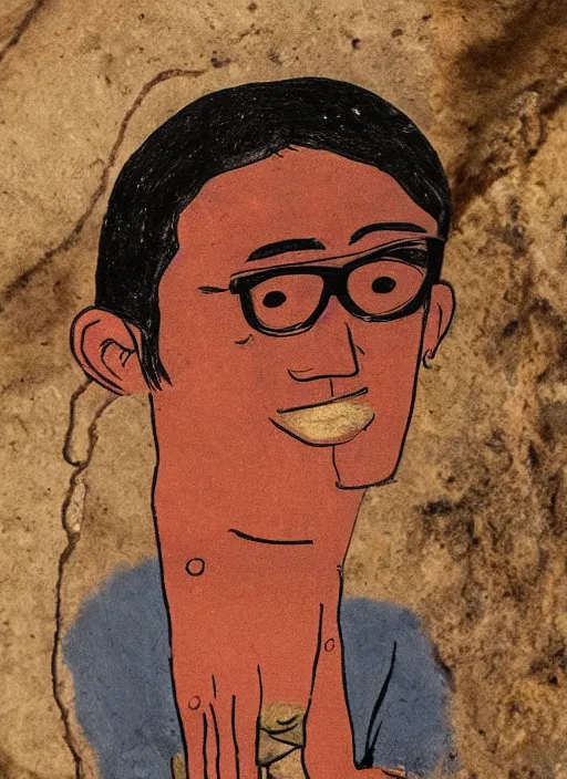 Image similar to a cave painting of filthy frank