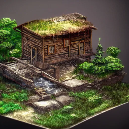 Image similar to digital art of a miniature diorama,water,detailed,intricate,artstation,3D,cartoony,amazing,pretty,cool,google images