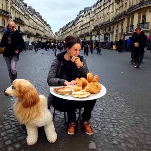 Prompt: dog eating croissants in paris, unreal engine