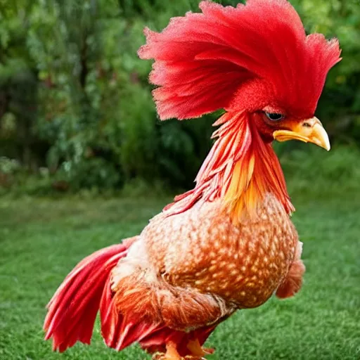 Prompt: a funky chicken dances the cha - cha