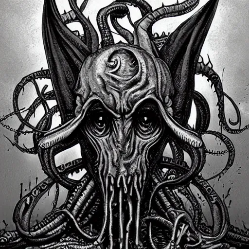 Image similar to lovecraft horror, eldritch monster, realistic, detailed, dark fantasy, evil