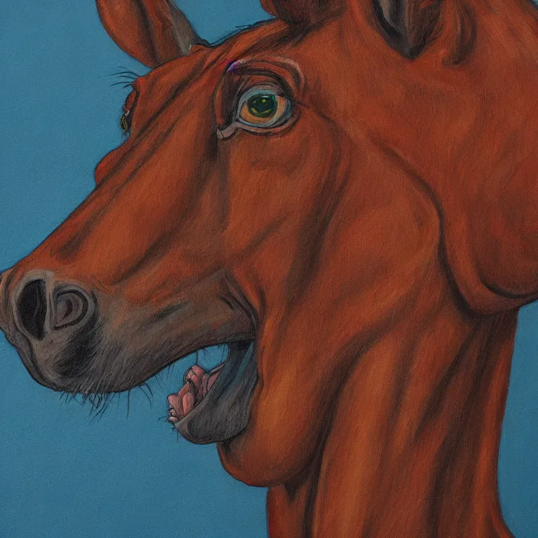 Prompt: portrait of bojack horseman, detailed painting, distance, middle centered, hd, hq, high resolution, high detail, 4 k, 8 k