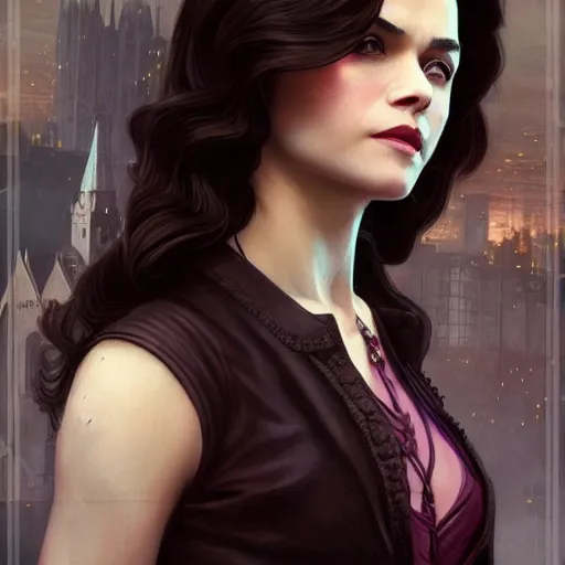 Prompt: beautiful Rosemarie Hathaway from Vampire Academy movie as GTA character, vampires fantasy, closeup, D&D, intricate, elegant, highly detailed, digital painting, artstation, concept art, matte, sharp focus, illustration, art by Artgerm and Greg Rutkowski and Alphonse Mucha