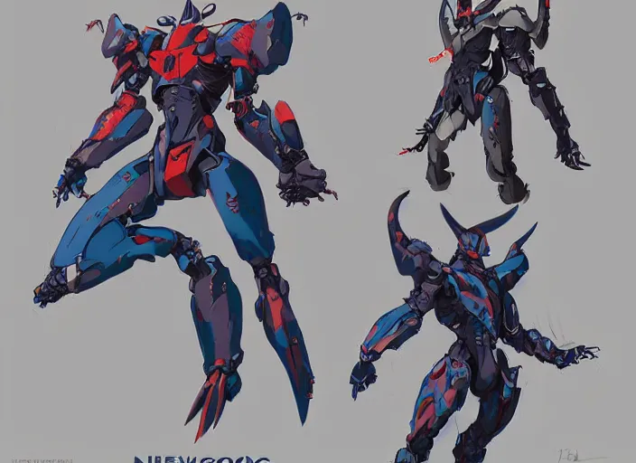 Image similar to character design digital 2 d action poses man viking evangelion pokemon cyborg blue armor by anna nikonova aka newmilky, greg rutkowski, yoji shinkawa, yoshitaka amano, tsutomu nihei, moebius, donato giancola, trending on artstation, featured on pixiv