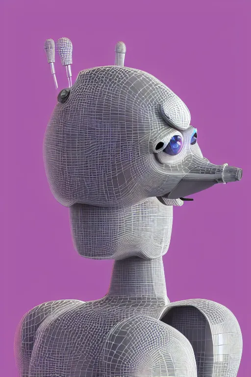 Image similar to robot duck concept portrait, visible screws and wires, 3 d metallic ceramic, detailed, sharp focus, pastel, intricate, realistic, smooth, volumetric lighting, digital painting, by miyazaki