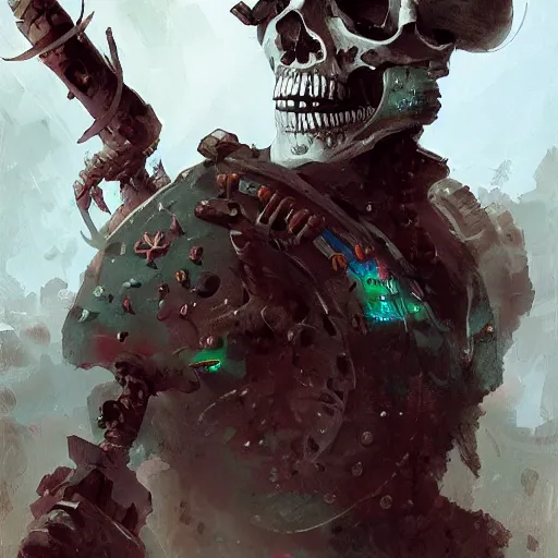 Image similar to cyborg pirate skull in the style of Marc Simonetti